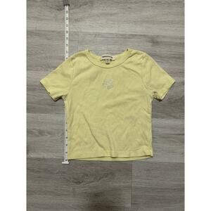 Rhinestone Daisy Pastel Yellow Baby Tee XS
